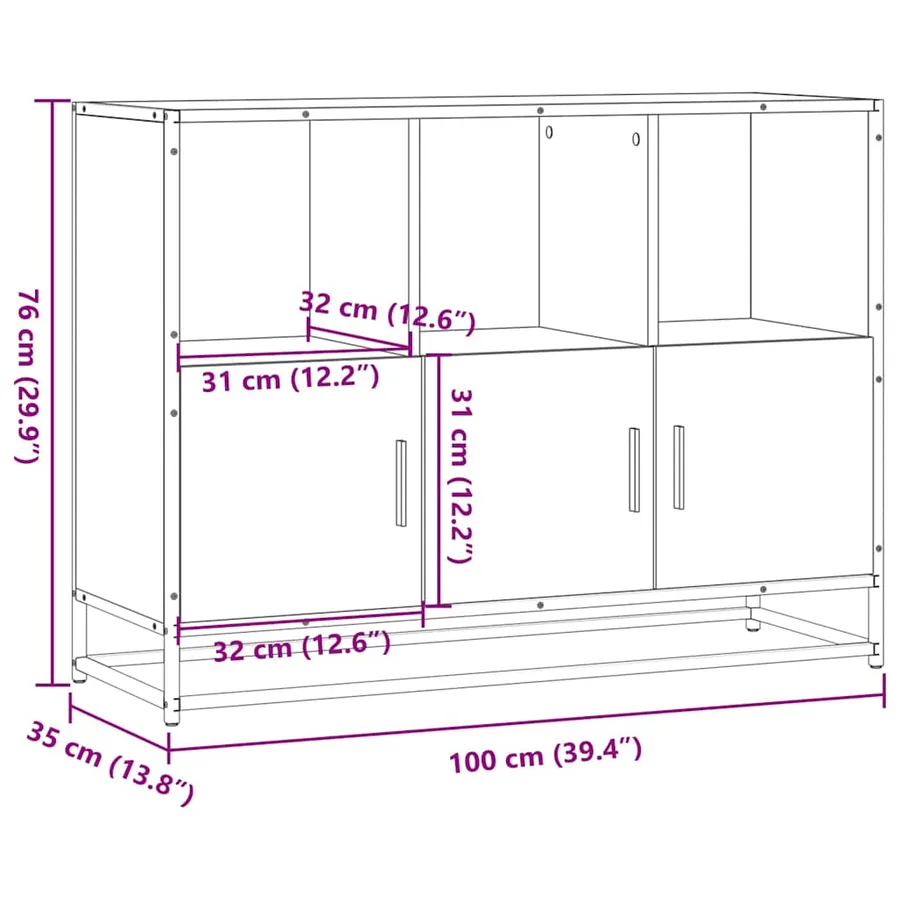 Buffet chêne marron 100x35x76 cm bois d'ingénierie - 11