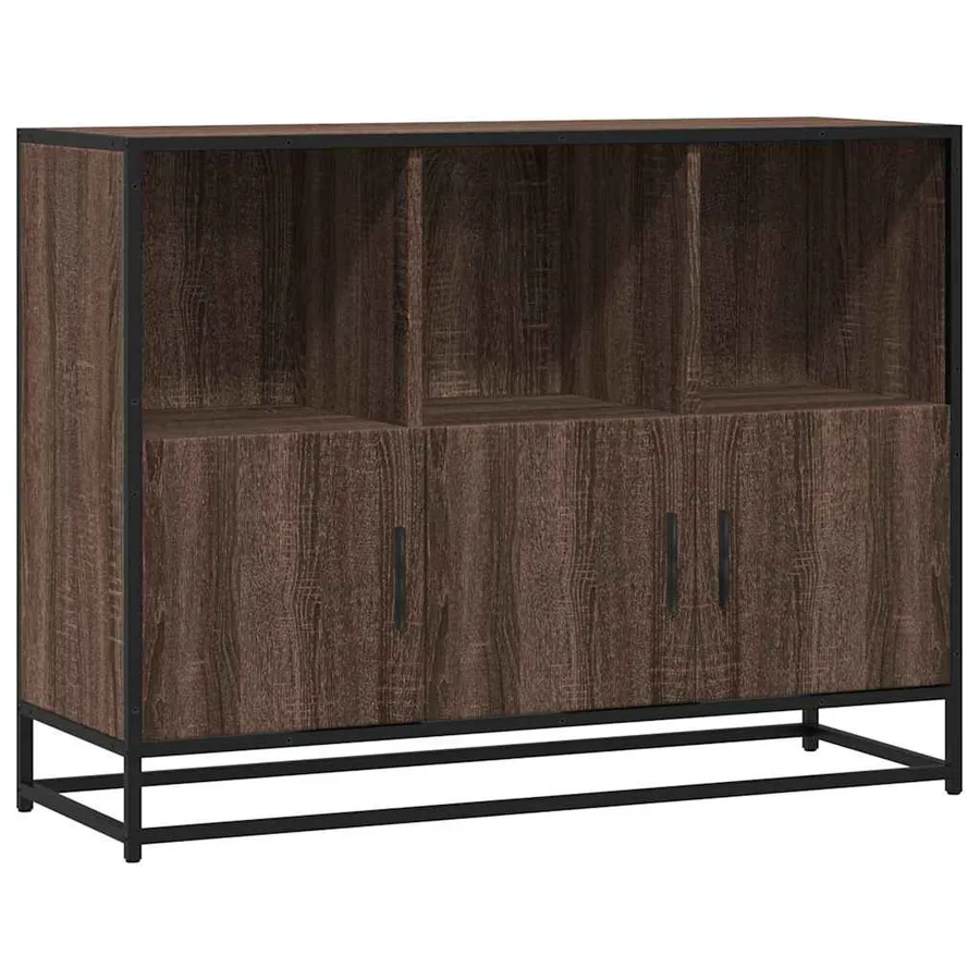 Buffet chêne marron 100x35x76 cm bois d'ingénierie - 2
