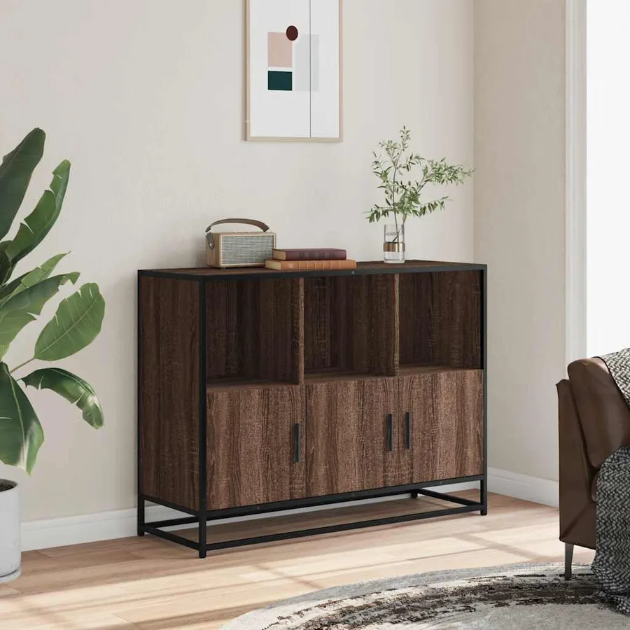 Buffet chêne marron 100x35x76 cm bois d'ingénierie - 3