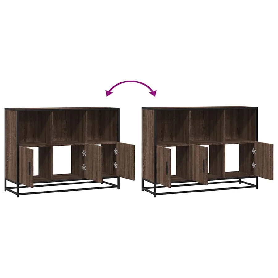 Buffet chêne marron 100x35x76 cm bois d'ingénierie - 8