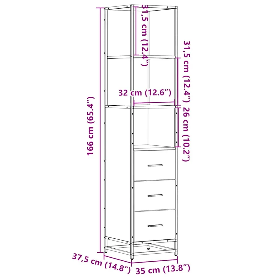 Armoire de salle de bain chêne sonoma 35x37,5x166 cm - 11