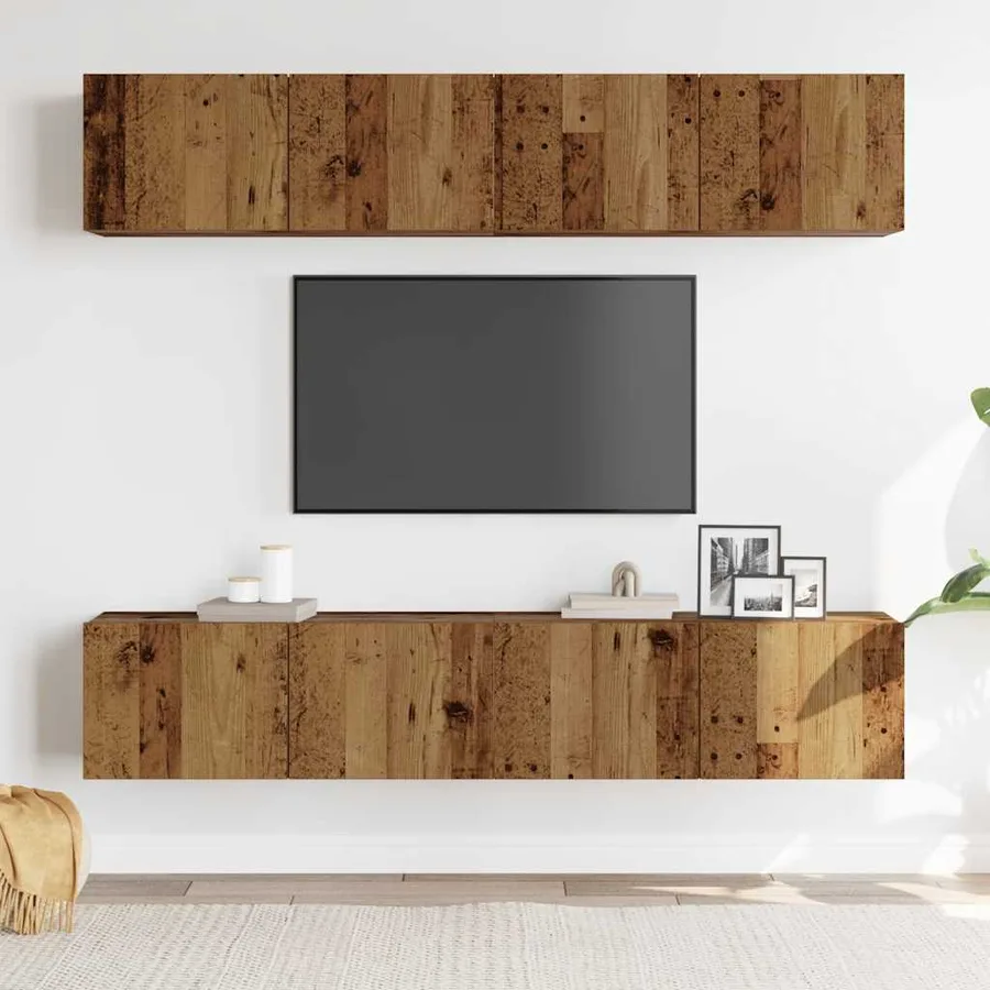 Meubles TV muraux 4 pcs vieux bois bois d'ingénierie - 3