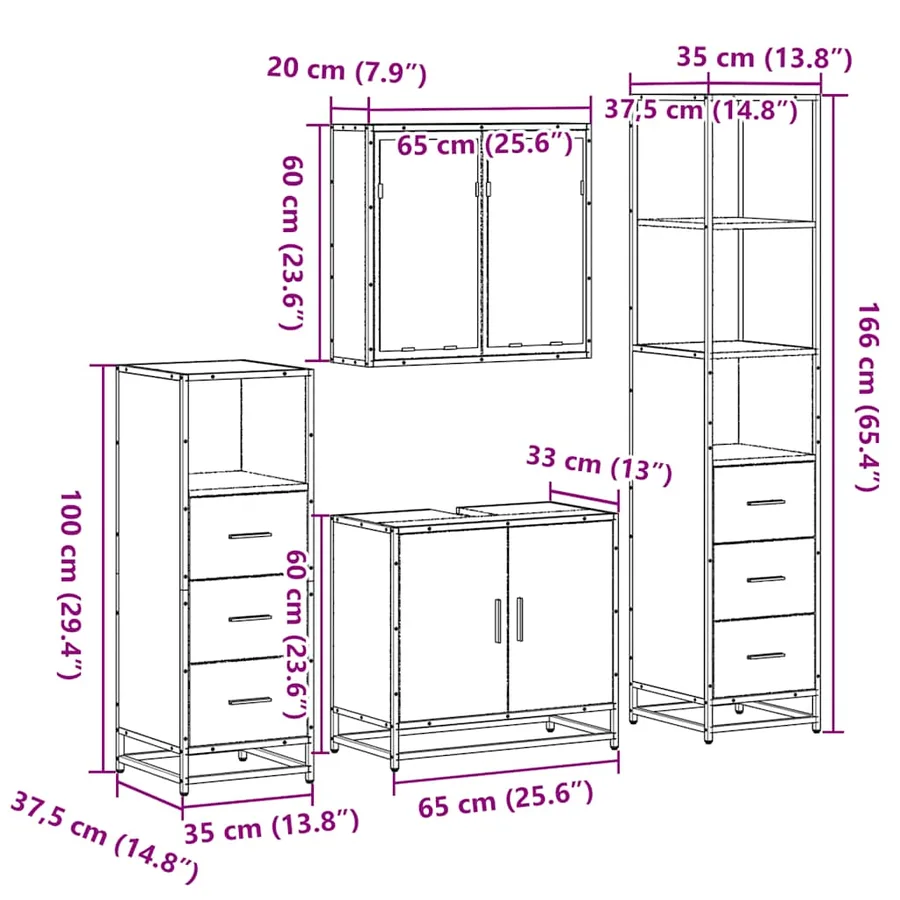 Ensemble de meubles de salle de bain 4 pcs chêne sonoma - 11