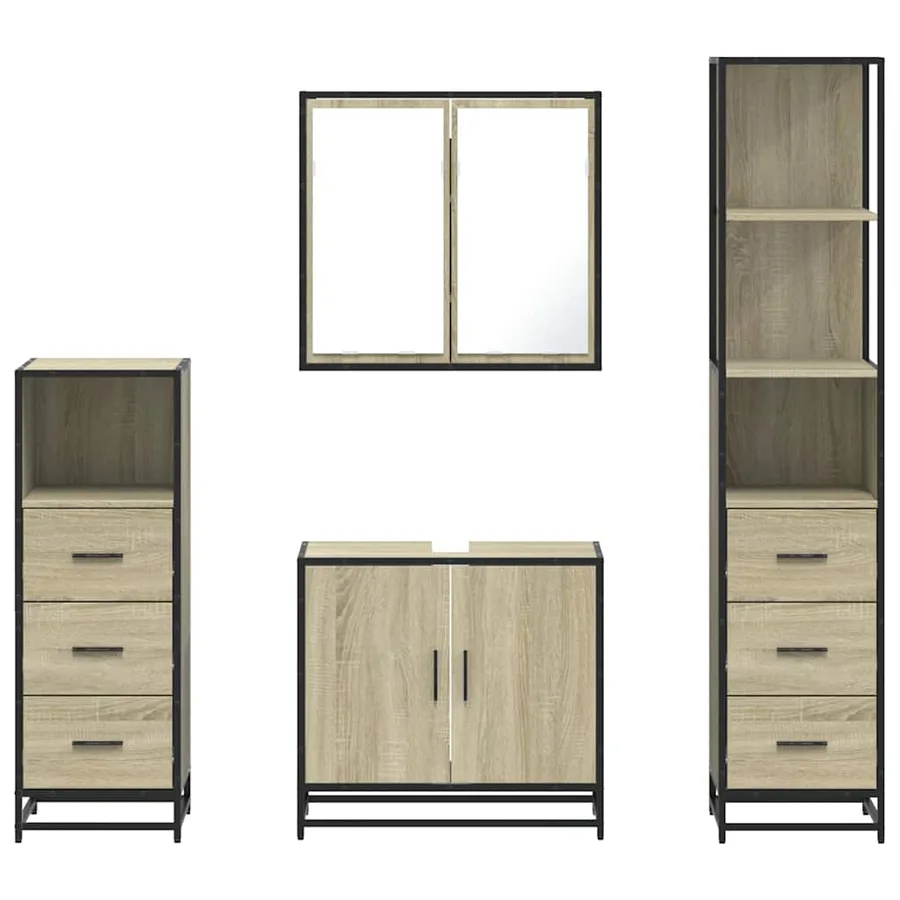 Ensemble de meubles de salle de bain 4 pcs chêne sonoma - 5