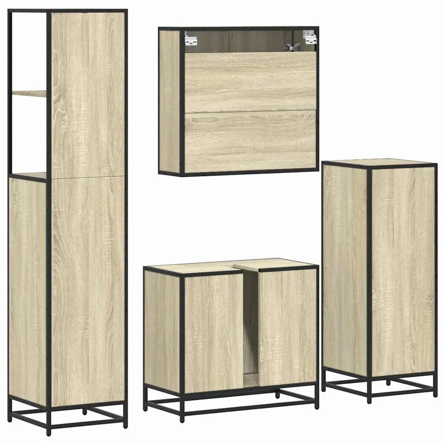 Ensemble de meubles de salle de bain 4 pcs chêne sonoma - 8