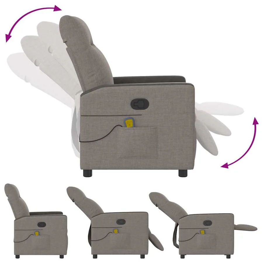 Fauteuil de massage inclinable Taupe Tissu - 6
