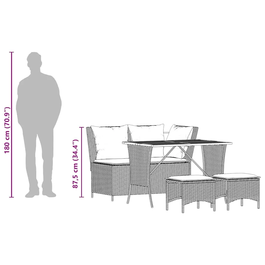 Ensemble à manger de jardin 4 pcs avec coussins noir - 14