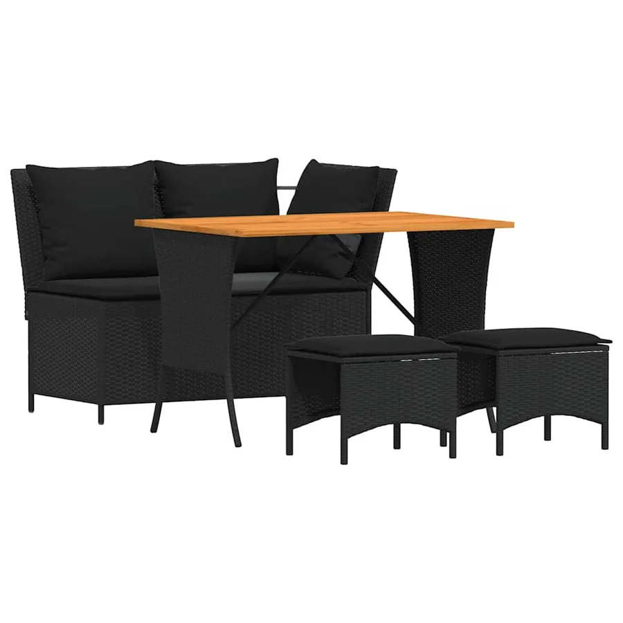 Ensemble à manger de jardin 4 pcs avec coussins noir - 2