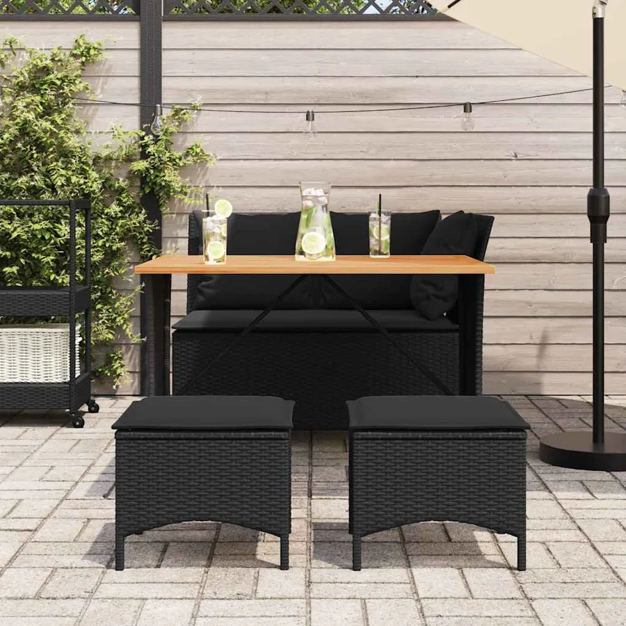 Ensemble à manger de jardin 4 pcs avec coussins noir - 3