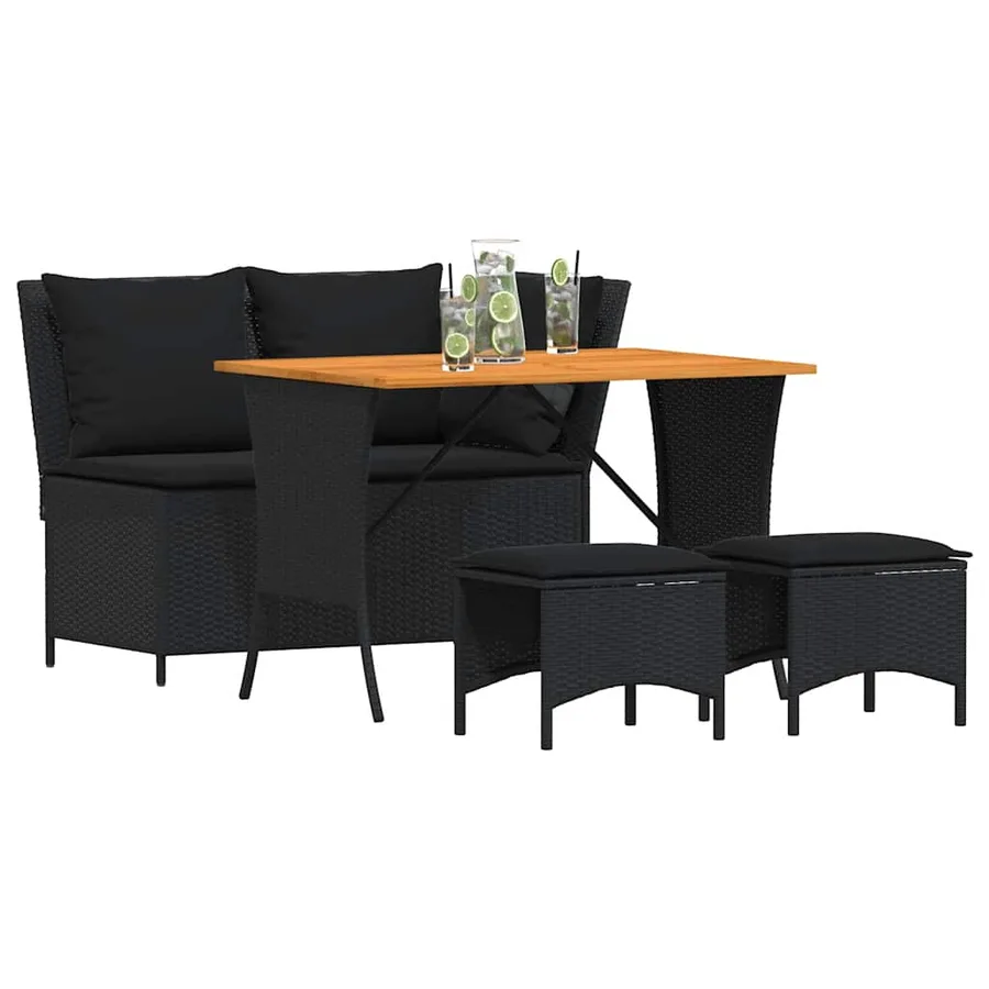 Ensemble à manger de jardin 4 pcs avec coussins noir - 4