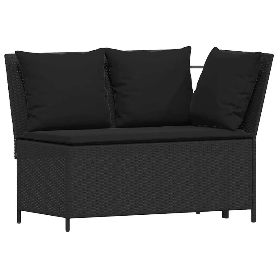 Ensemble à manger de jardin 4 pcs avec coussins noir - 5