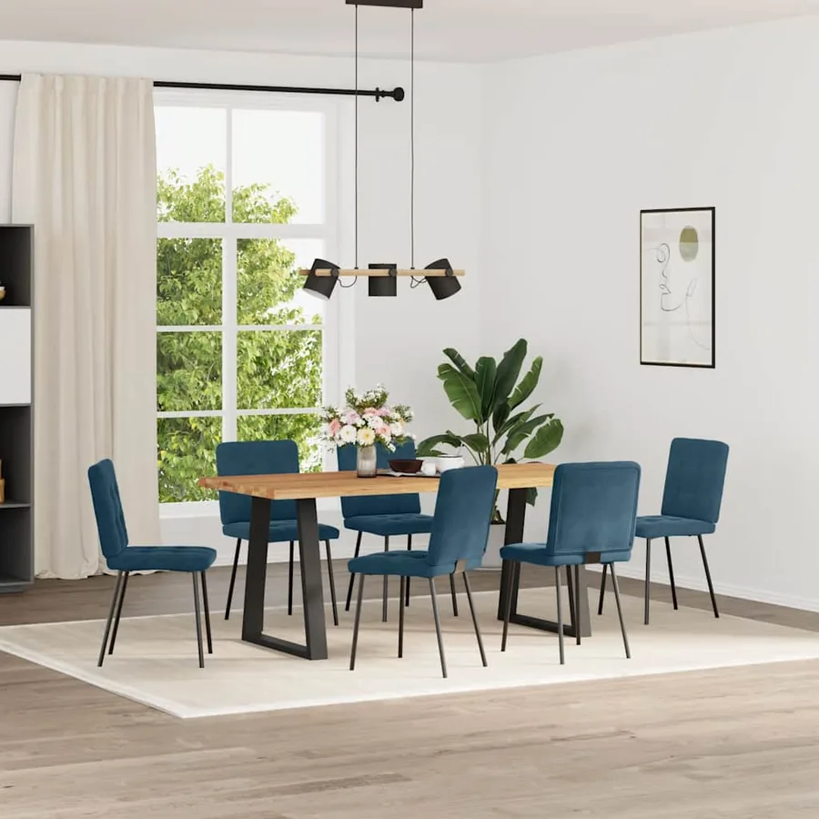 Chaises à manger lot de 6 bleu velours - 2