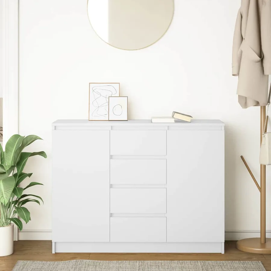 Buffet avec tiroirs blanc 100,5x35x76 cm bois d'ingénierie - 3