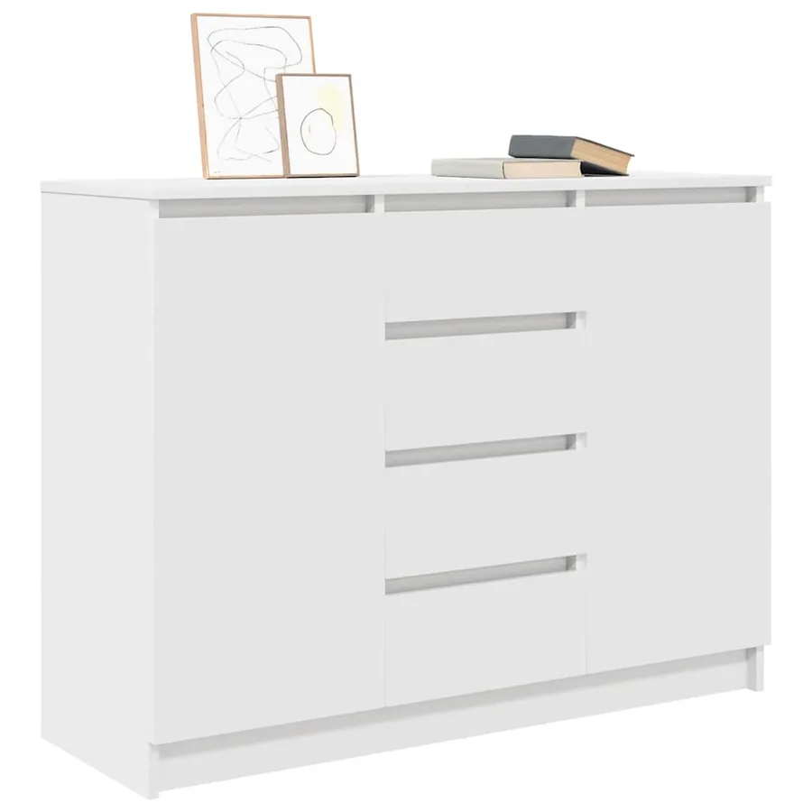Buffet avec tiroirs blanc 100,5x35x76 cm bois d'ingénierie - 4