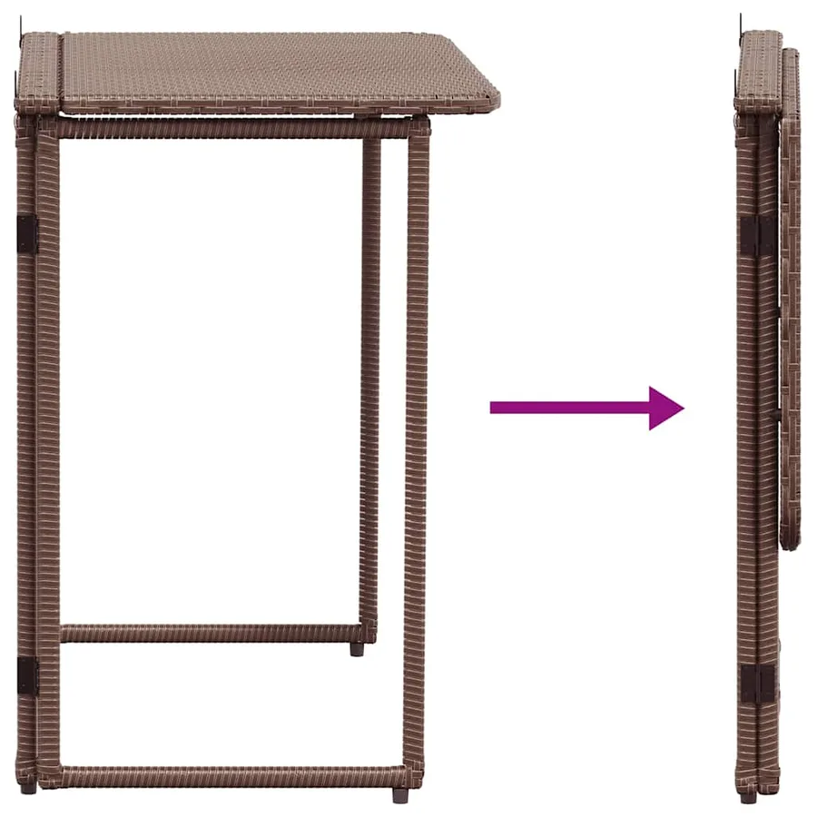 Table de jardin pliante marron 90 x 51 x 75 cm polyrotin - 7
