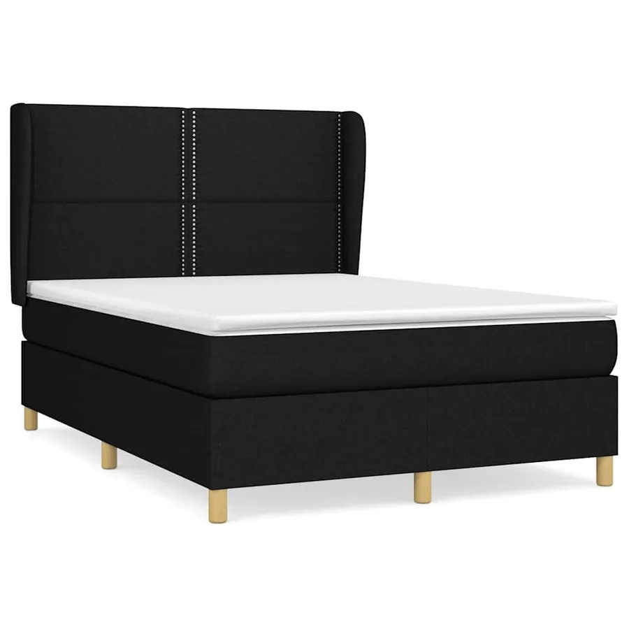 Sommier à lattes de lit avec matelas Noir 140x200 cm Tissu - 2
