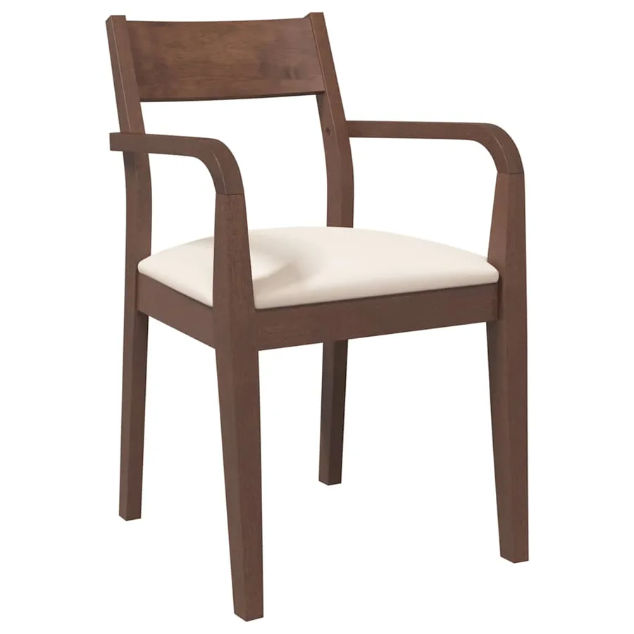 Chaises à manger coussins 2 pcs marron bois massif caoutchouc - 4