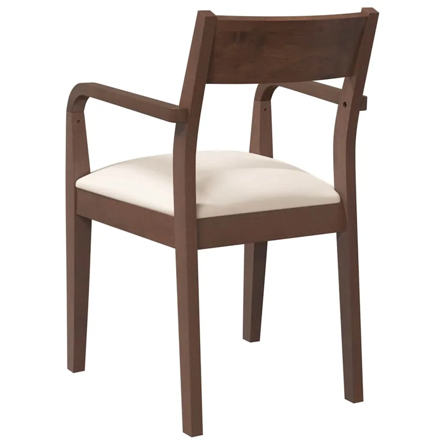 Chaises à manger coussins 2 pcs marron bois massif caoutchouc - 7
