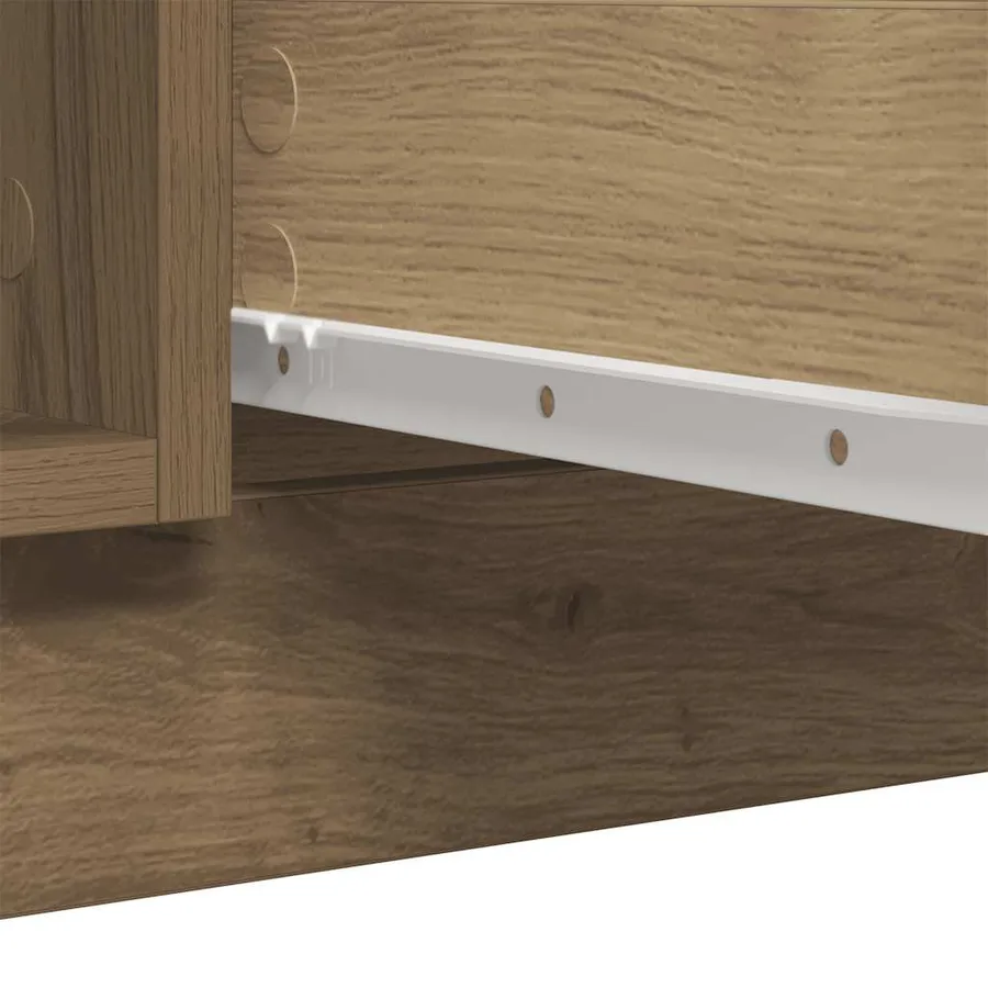 Buffet et tiroirs chêne artisanal 100,5x35x76cm bois ingénierie - 11