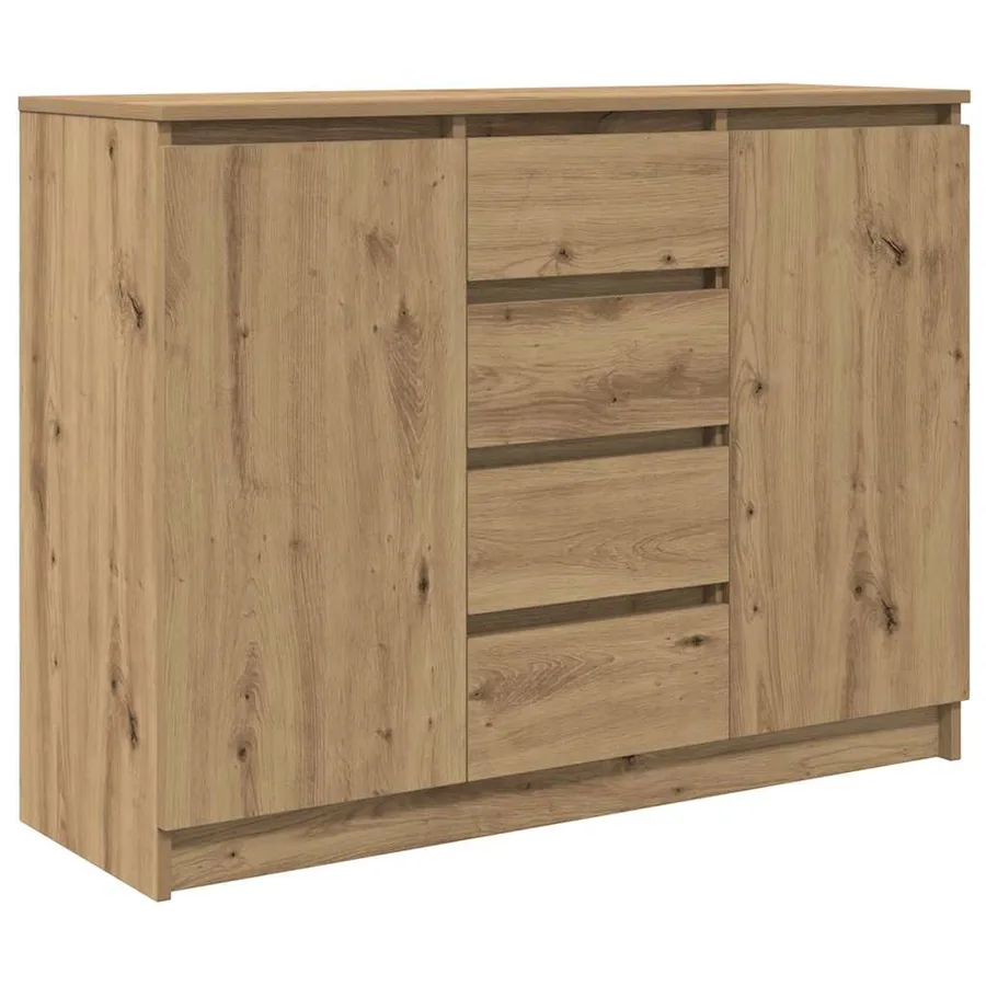 Buffet et tiroirs chêne artisanal 100,5x35x76cm bois ingénierie - 2