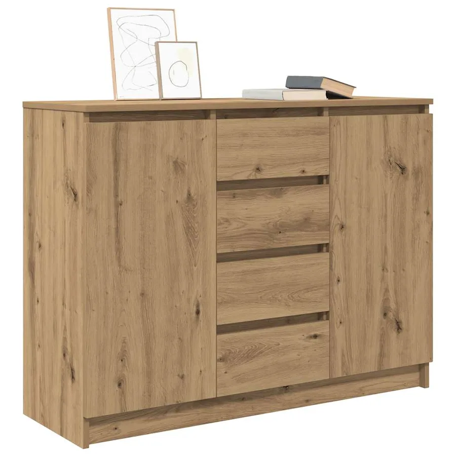 Buffet et tiroirs chêne artisanal 100,5x35x76cm bois ingénierie - 4