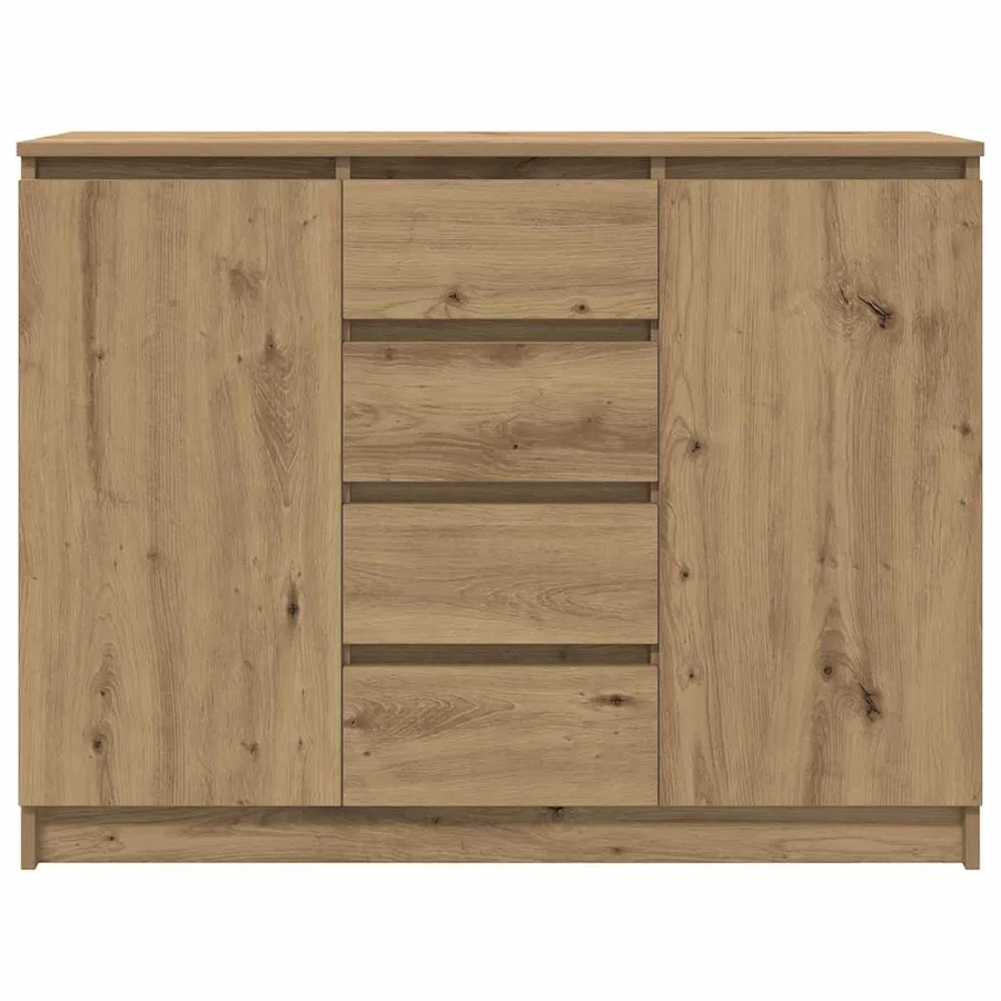 Buffet et tiroirs chêne artisanal 100,5x35x76cm bois ingénierie - 6