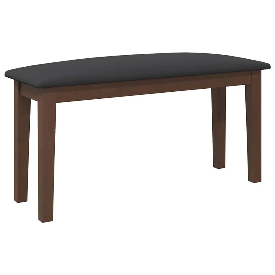 Banc 90 cm marron bois massif caoutchouc - 2