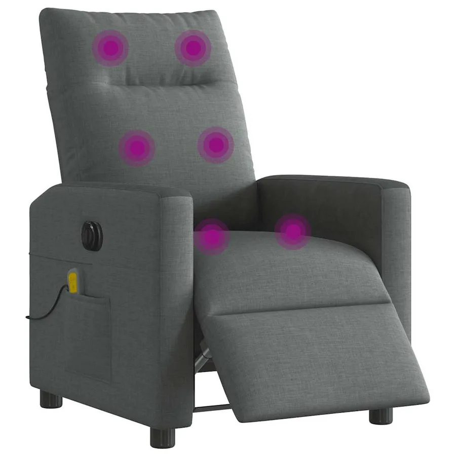 Fauteuil inclinable de massage électrique gris foncé tissu - 3