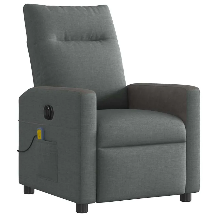 Fauteuil inclinable de massage électrique gris foncé tissu - 4