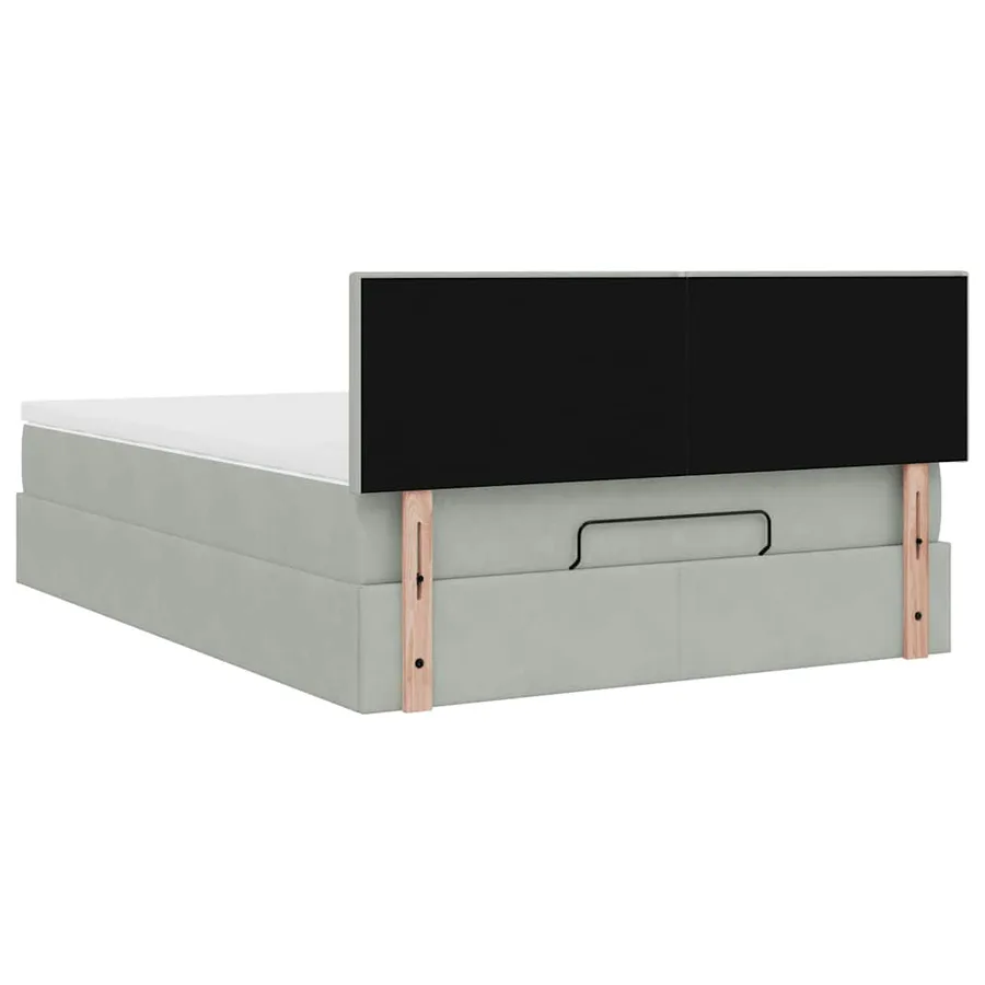 Cadre de lit ottoman et matelas gris clair 140x190 velours - 10