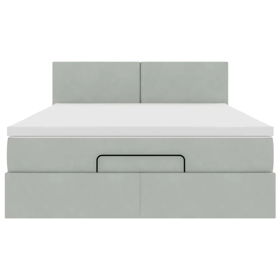 Cadre de lit ottoman et matelas gris clair 140x190 velours - 6