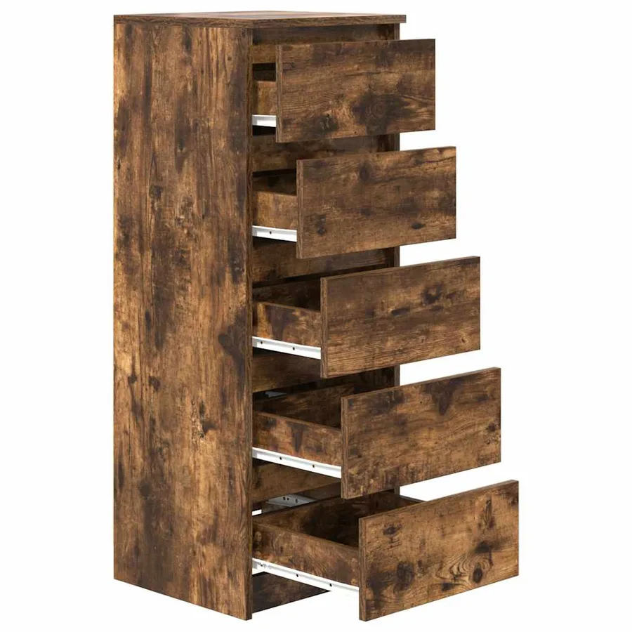 Buffet avec tiroirs chêne fumé 37,5x35x99 cm bois d'ingénierie - 5