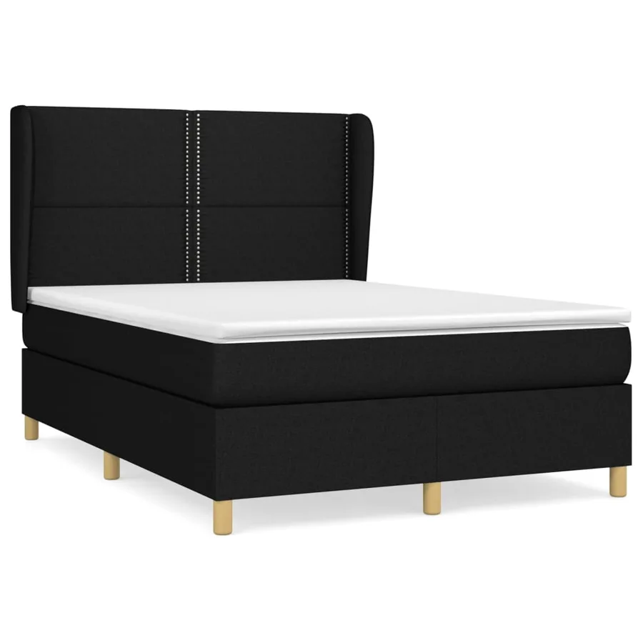 Sommier à lattes de lit avec matelas Noir 140x190 cm Tissu - 2