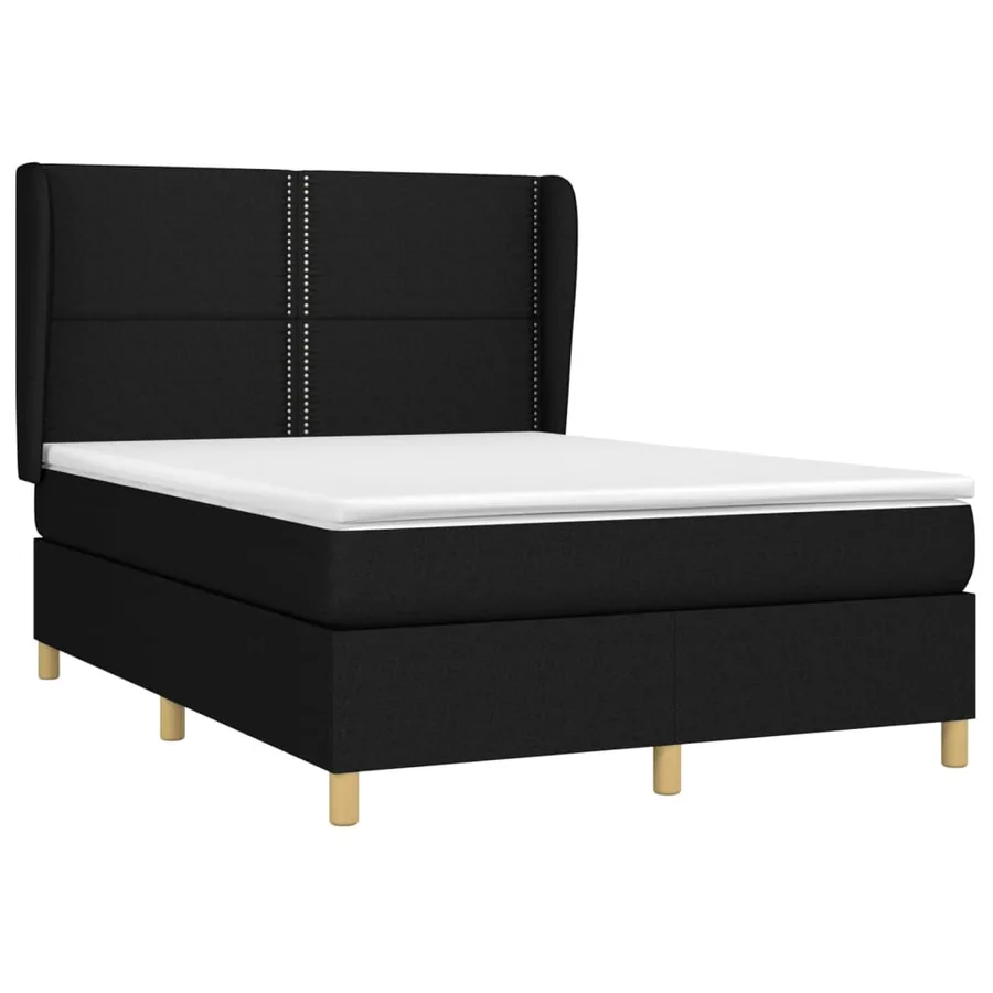 Sommier à lattes de lit avec matelas Noir 140x190 cm Tissu - 3