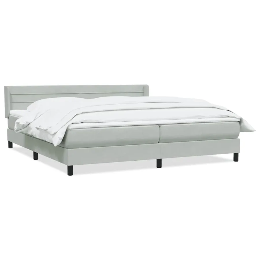 Sommier à lattes de lit et matelas gris clair 200x210cm velours - 2