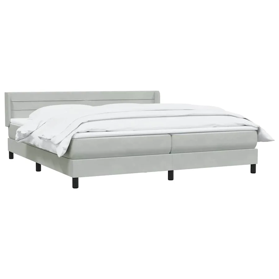 Sommier à lattes de lit et matelas gris clair 200x210cm velours - 3