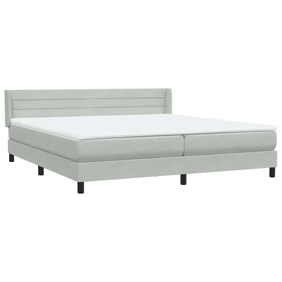 Sommier à lattes de lit et matelas gris clair 200x210cm velours - 4