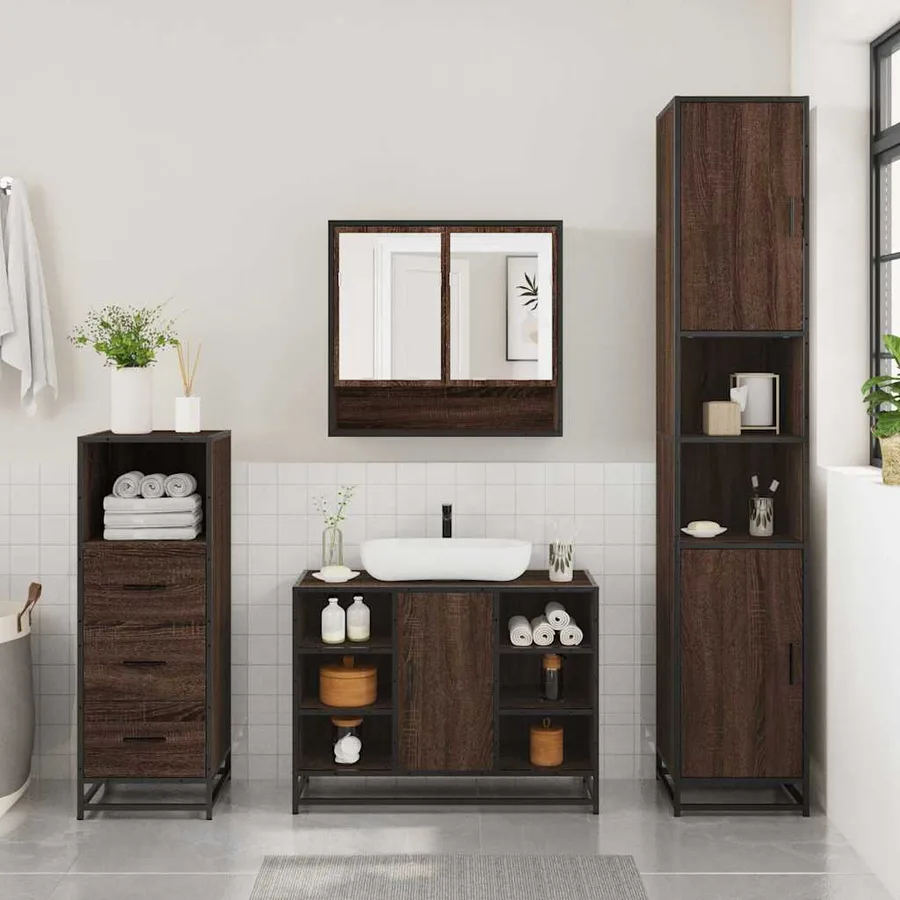 Ensemble de meubles de salle de bain 3 pcs Chêne marron - 3