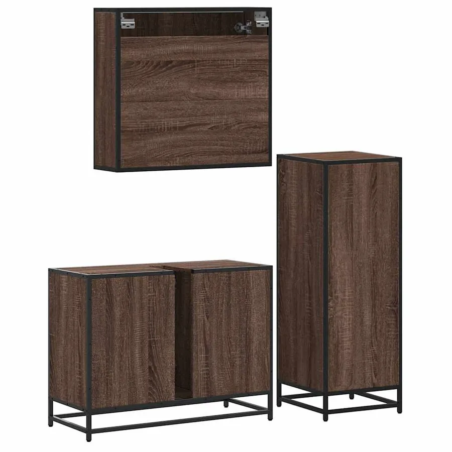 Ensemble de meubles de salle de bain 3 pcs Chêne marron - 7