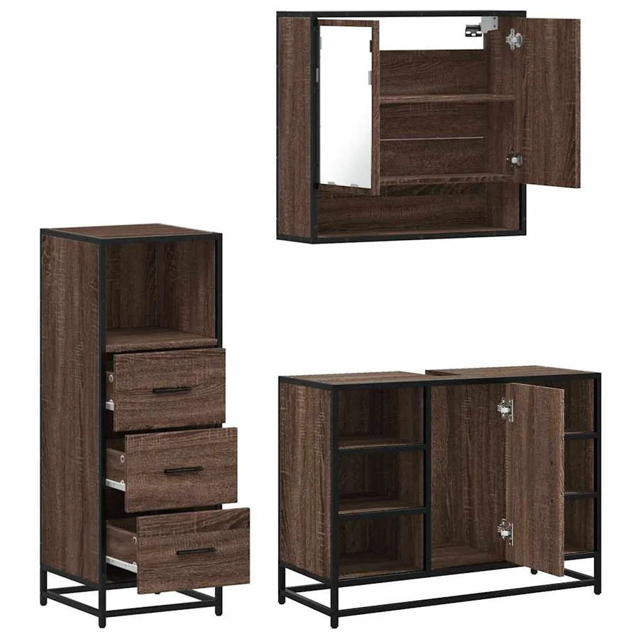 Ensemble de meubles de salle de bain 3 pcs Chêne marron - 8