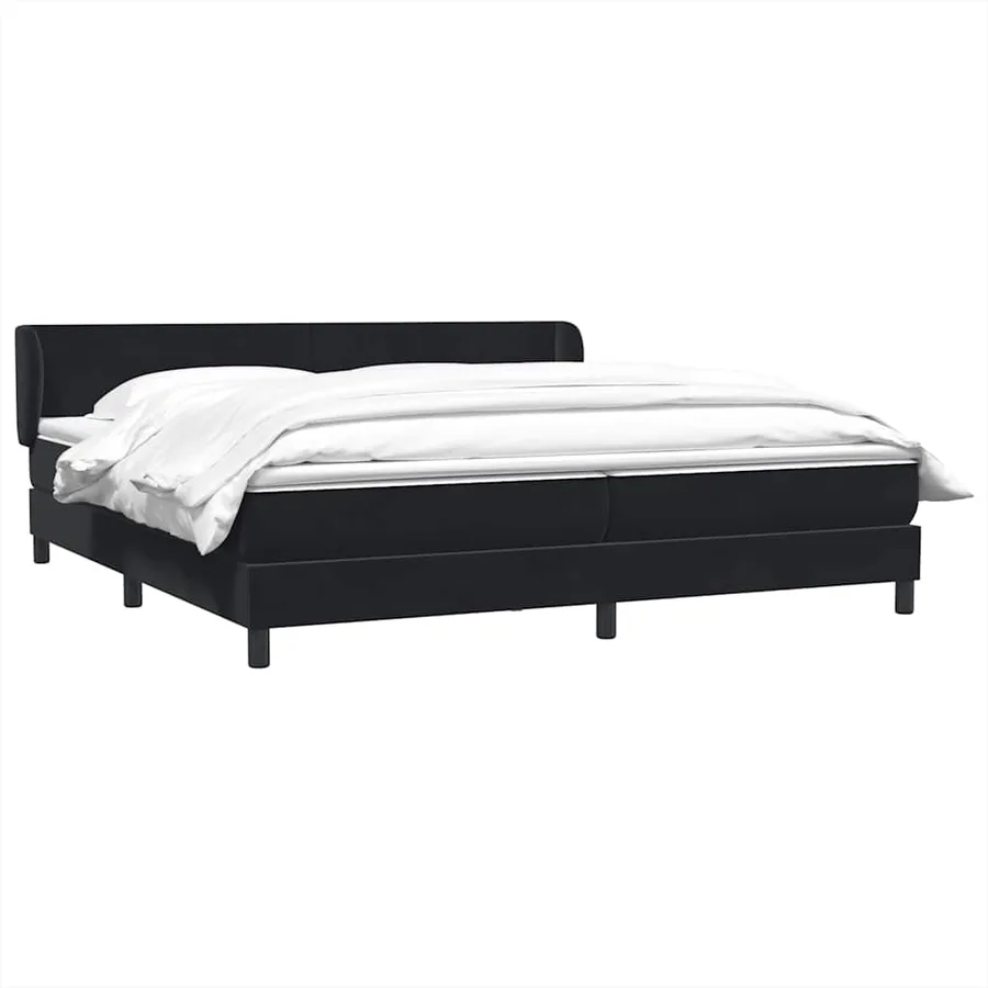 Sommier à lattes de lit avec matelas noir 180x210 cm velours - 4