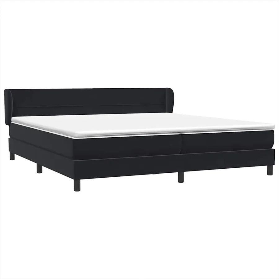 Sommier à lattes de lit avec matelas noir 180x210 cm velours - 4
