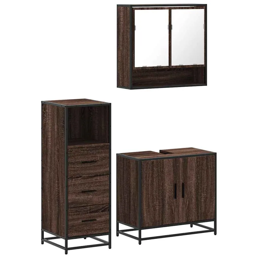 Ensemble de meubles de salle de bain 3 pcs Chêne marron - 2