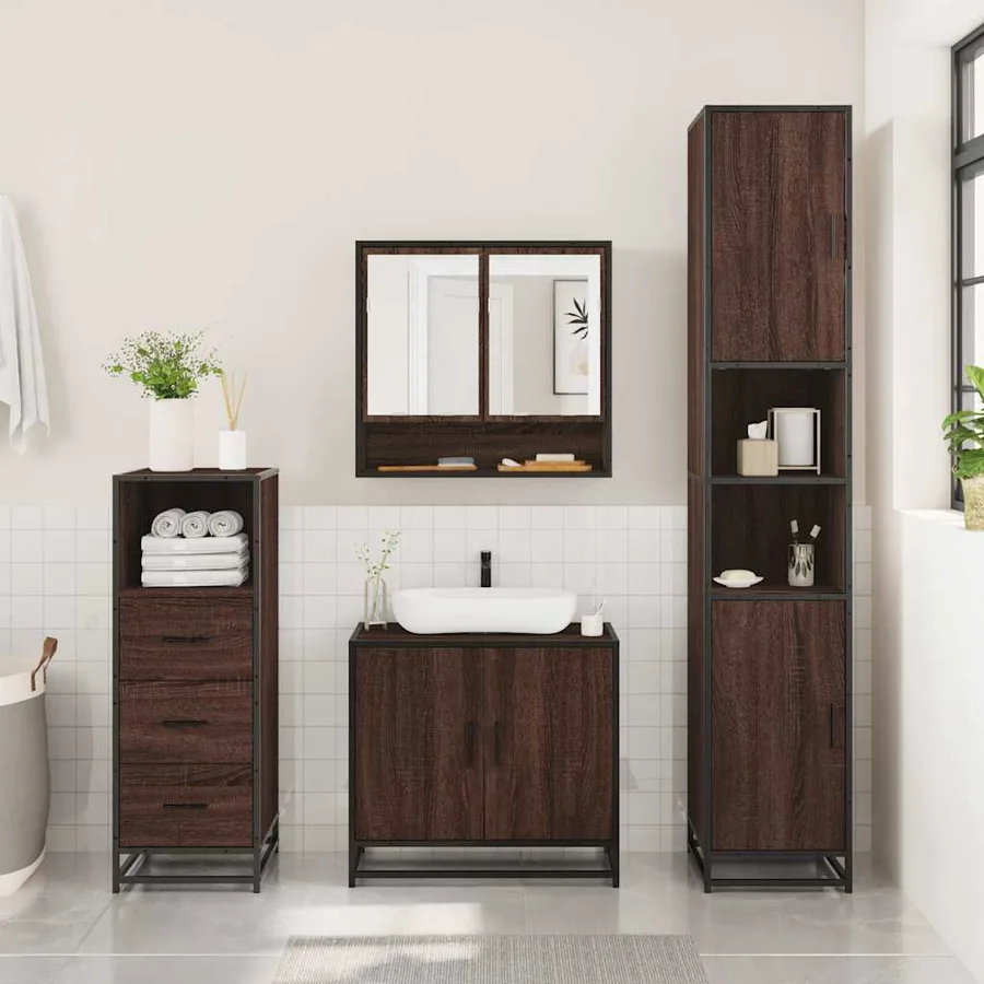 Ensemble de meubles de salle de bain 3 pcs Chêne marron - 3