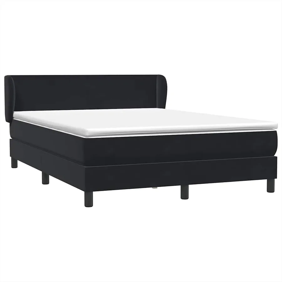 Sommier à lattes de lit avec matelas noir 140x210 cm velours - 2
