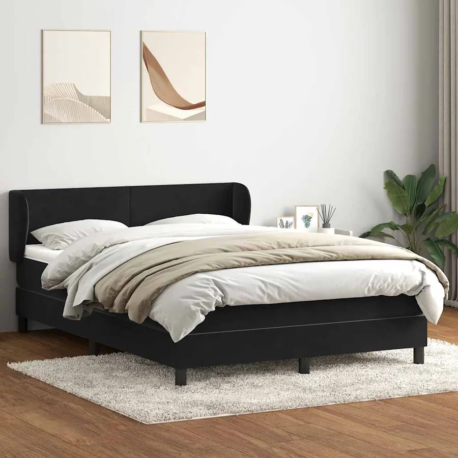 Sommier à lattes de lit avec matelas noir 140x210 cm velours - 3