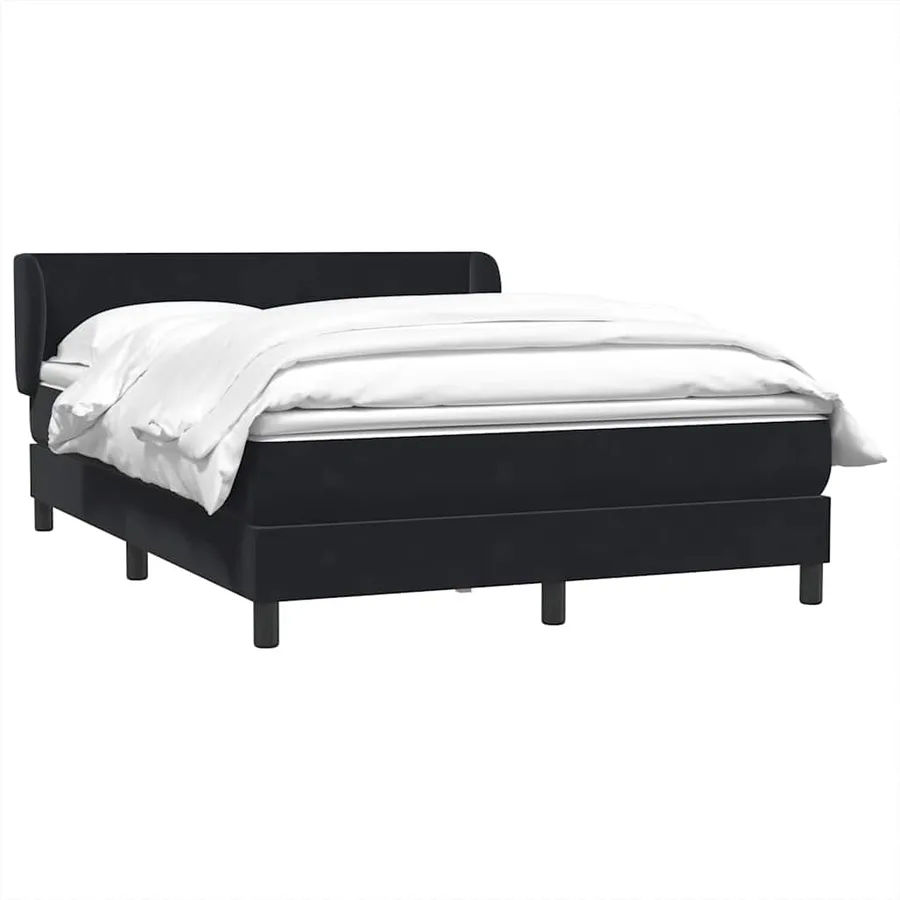 Sommier à lattes de lit avec matelas noir 140x210 cm velours - 4
