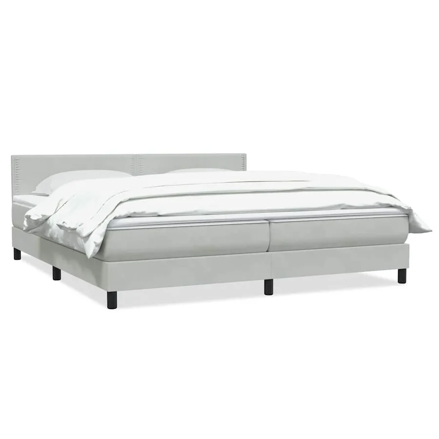 Sommier à lattes de lit et matelas gris clair 200x210cm velours - 2