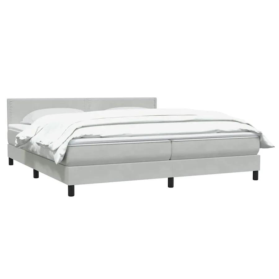 Sommier à lattes de lit et matelas gris clair 200x210cm velours - 3