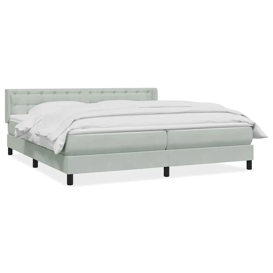 Sommier à lattes de lit et matelas gris clair 200x210cm velours - 2